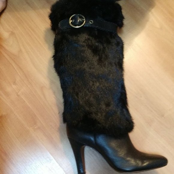 #14 N FRYE RARE CALF LEATHER & FUR AVA BOOTS